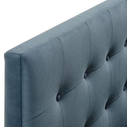 Modway Emily Full Size Performance Velvet Headboard in Cadet Blue - Stain-Resistant Velvet Upholstery with Button Tufting and 7 Adjustable Height Positions - color: Cadet Blue, size: Full
