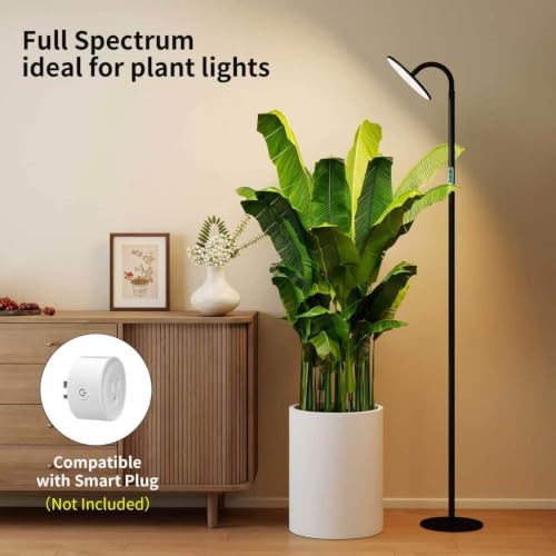 60W Torchiere Lamp, 76'' Dimmable Tall Lamp, Bright Sky Floor Lamp | 4000K, 360° Gooseneck, Height Adjustable, Touch Control, CRI 95, Aluminum Panel, for Living Room Bedroom Office Plant Light - color: Touch Control