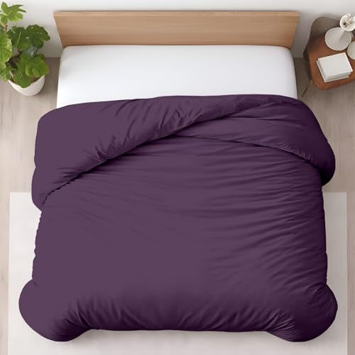 1 Pc Duvet Cover Queen Size/Full Size-100% Egyptian Cotton 600 Thread Count Ultra Soft Premium Durable Comforter Cover Zipper Closure & Corner Ties- (Plum, 90" X 90") - color: 14 - Plum (No Comforter), size: Queen