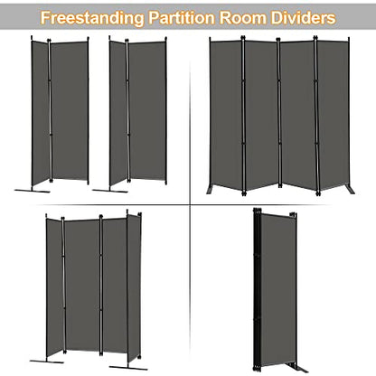 MAYOLIAH 4 Panel Room Divider Screen 6Ft Tall Foldable Privacy Dividers | The room divider is advised to use inside the room, NOT OUTDOORS in case it doesn't stand well under windy weather. - color: Grey, size: 4 Panel
