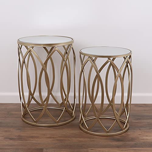 Nested Metal Side Tables - Set of 2 for Living Room & Bedroom (Gold) - color: Trinity - Gold