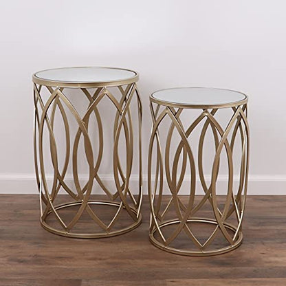 Nested Metal Side Tables - Set of 2 for Living Room & Bedroom (Gold) - color: Trinity - Gold