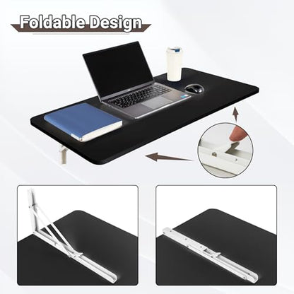 Neoaider Wall Mounted Folding Table 39.4”L x 19.7”W, Black | Laundry Folding Table with Heavy Duty Metal Collapsible Shelf Brackets, Wall Mounted Desk Fold Down for Small Spaces - color: Black, size: 39.4" x 19.7"