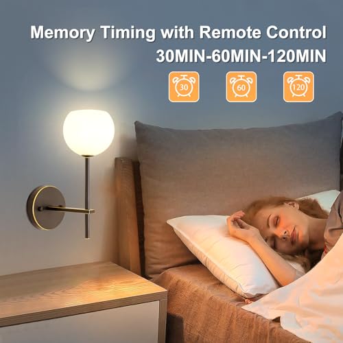 Brown Gold Battery Operated Wall Sconces Set of 2, Rechargeable Wireless Wall Lights with Milky White Frosted Glass, 12 RGB and 3CCT Dimmable, Wall Lamps with Remote for Bedroom Living Room Hallway - color: Brown Gold
