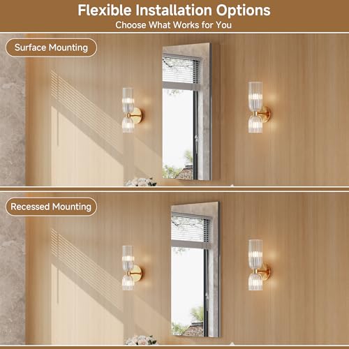 16" x 36" Bathroom Medicine Cabinet with Mirror, Recessed or Wall Mount | Medicine Cabinets with Adjustable Glass Shelves, Soft-Closed Hinge, Chrome Aluminum Frame, Reverse Installation - size: 16" x 36"