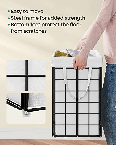 SONGMICS Laundry Hamper, Collapsible, 29 Gal. (110L) | Laundry Basket, Clothes Hamper, White and Black, STOUT Collection ULCB111W01 - color: Cream White, size: 110 L