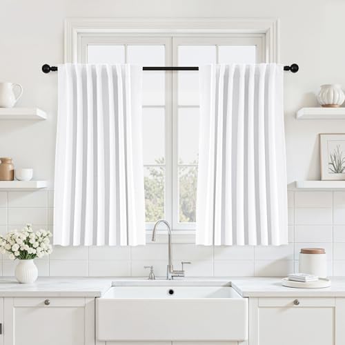 UHITECH 40 Inch Long Blackout Curtains for Bedroom 2 Panels Set, Beige | Thermal Insulated, Small Window, Suitable for Kitchen/Living Room/Basement, Privacy, Soundproof, Noise Cancelling, Outdoor - color: Beige, size: 50"W x 40"L (Pack of 2)