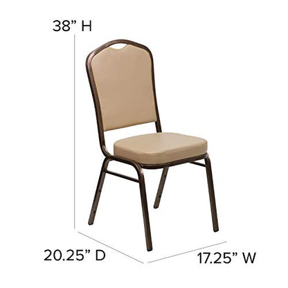 Flash Furniture Hercules Vinyl Crown Back Stackable Banquet Chair | Copper Vein Frame, Vinyl Upholstery - color: Tan Vinyl/Copper Vein Frame, size: Set of 1