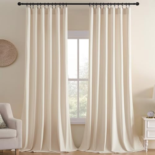 Joydeco Velvet Curtains White Blackout Curtains Thermal Insulated 63 inches Long Window Curtains Super Soft Room Darkening Drapes for Bedroom Living Room Elegant Rod Pocket 2 Panels Cream White - color: Rod Pocket | Cream White, size: 52"W x 63"L (Pack of