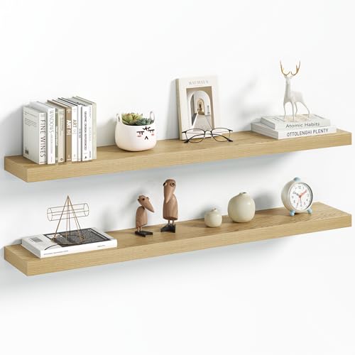 Vivelove 40 Inch Floating Shelves Wall Mounted for Display, 6.5 Deep Duty Shelves with Invisible Brackets for Living Room,Bedroom,Kitchen, Bathroom Storage & Decor,40" Wx6.5 Dx1.4 H - Oak - color: Oak, size: 40”Wx6.5”Dx1.4”H