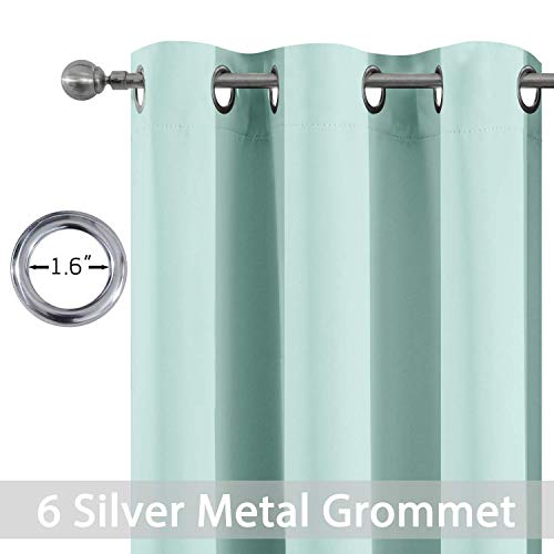 Yakamok Blackout Curtains 38x45 inch Aqua Thermal Drapes-Bedroom | 2 panels,room darkening,thermal insulated,noise reducing,privacy protection,grommet window treatment,living room study dining - color: Aqua, size: 38"W x 45"L (Pack of 2)