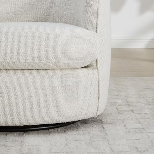 CHITA Barrel Swivel Accent Chair, FSC Wood Frame, Fully Assembled, Cream | Modern Armchair with FSC Certified Wood Frame, Living Room Chair for bedroom & office, 31.5"Dx32.3"Wx28.7"H, 350 Lbs Capacity - color: Cream - Fabric