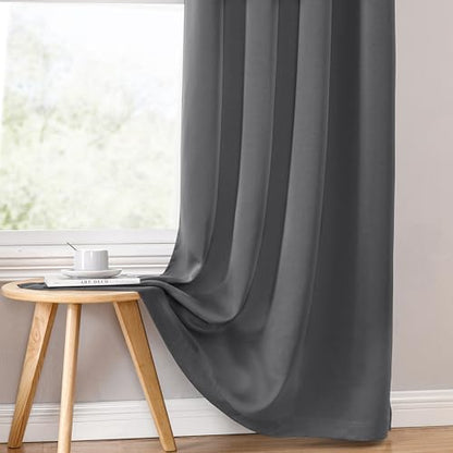 ChrisDowa 100% Blackout Curtains for Bedroom 63 Inches Long 2 Panels Set | 2 Thick Layers, Thermal Insulated, Light Blocking, Grommet, Window Treatment, Living Room Drapes, Grey, 38 x 63 Inch - color: Grey, size: 38"W x 63"L (Pack of 2)