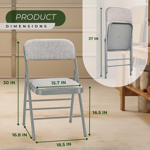 Pack of 4 (Fabric/Vinyl) Steel Frame Metal Foam Padded Folding Chairs (Black, Gray, White) - color: 4-pack - Fabric White