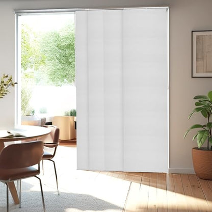 CHICOLOGY Panel Track Blinds, Jersey White, 86"x96", Cordless, Divider | 4 Fabric Panels, Fits 46–86″ Wide, Wall/Ceiling Mount, Room Divider Ready, Height Trimmable, Child & Pet Safe - color: Skyrise White