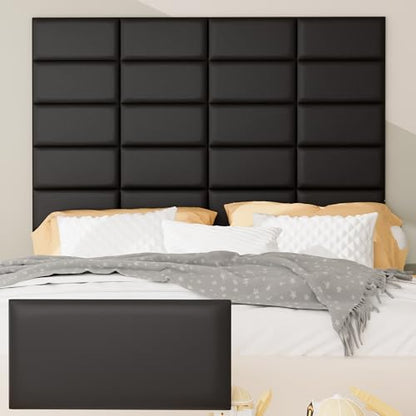 Twin Headboards, Self-Adhesive 3D Panels, Upholstered Wall Panels for Bedroom/Living Room (6 Pieces 9.84 in x 23.6 in) - color: Black, size: 6 PCS, style: Twin