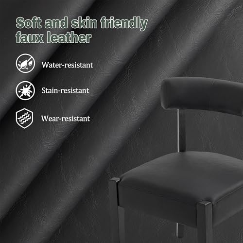 RNKSFX Black Dining Chairs Set of 2, Faux Leather Upholstered Kitchen & Dining Room Chairs, Mid Century Modern Wooden Dining Chairs Farmhouse Oversized Sturdy Rounded Chairs Curved Back - color: Black