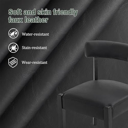 RNKSFX Black Dining Chairs Set of 2, Faux Leather Upholstered Kitchen & Dining Room Chairs, Mid Century Modern Wooden Dining Chairs Farmhouse Oversized Sturdy Rounded Chairs Curved Back - color: Black