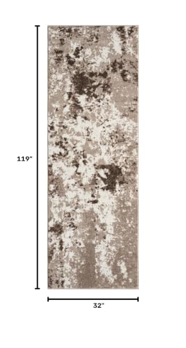 Keen Home Design Runner Rugs - 32"x119" Non-Shedding, Thick Pile Abstract Rugs for Kitchen, Living Room, Bedroom, Dining Room, Entryway - Size: 2'8" x 9'11", Skies Beige - color: Skies Beige, size: 2'8" x 9'11" (Runner)