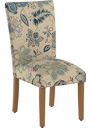 HomePop Parsons Classic Upholstered Accent Dining Chair, Set of 2, Blue Jacobean - color: Blue Jacobean, style: Pack of 2