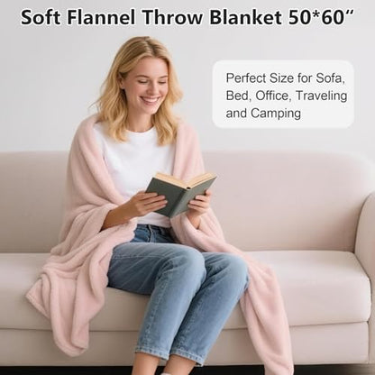 Lukeight Fleece Throw Blanket, Luxury Cozy Fuzzy Lightweight Soft Blankets for Sofa Couch Bed Car Travel and Camping (Pink, 50x60 Inches) - color: Solid Pink, size: 50 in x 60 in