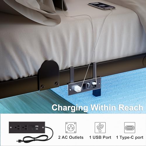 qimamo 10 Inch Floating Full Bed Frame with Smart LED Lights and Charging Station, Modern Metal Full Bed Frame, Easy to Assemble, No Box Spring Needed - size: Full (U.S. Standard), style: Floating Look 10"