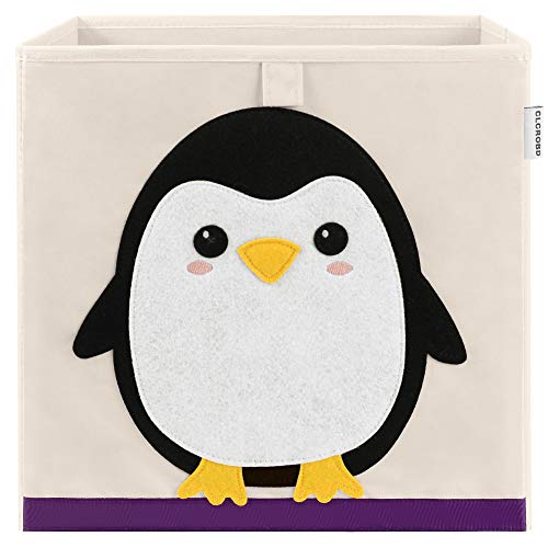 13 Inch Animal Cube Storage Bins, Foldable Fabric Kids Toy Box & Toy Chest | Kids Storage Cubes, Toy Storage Organizer Basket for Toddlers, Boys and Girls, Playroom and Nursery (Penguin) - color: Penguin