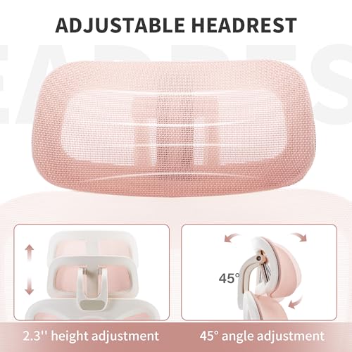 Ergonomic Office Chair with Footrest, 90-135° Reclining High Back Desk Chair with Lumbar Support, 2D Headrest, 2D Armrests, Computer Chair for Long Hours, Pink - color: Pink