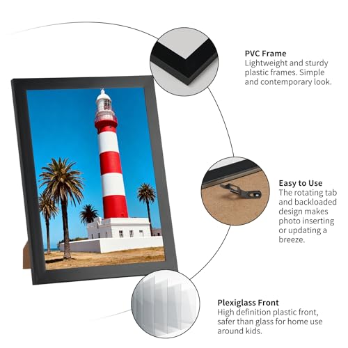 Giftgarden 5x7 Picture Frame Set of 18, Lightweight 5 by 7 Frames Bulk for Gallery Wall Photo Hanging and Tabletop Display, Black - color: Black*18, size: 5x7