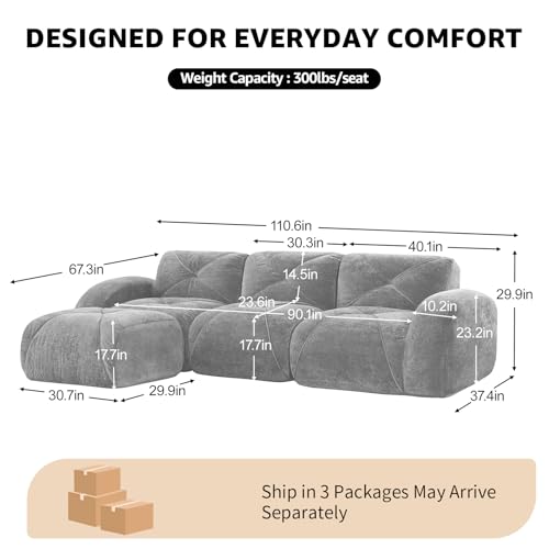 Green L-Shaped Sectional Couches for Living Room, Velvet Fabric Boneless Couch, No Assembly Cloud Modular Sectional Sofa with 1 Ottoman, Foam Couch Compressed Sofa Set for Apartment, Sofas para Sala - color: Green, size: 3 Seater + 1 Ottoman