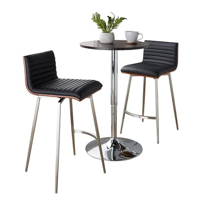 LumiSource Mason Swivel Adjustable Counter Height Dining 3 Piece Set, Pub Table and Stools, High Top Table Set for 2, Counter Table and Chairs Set of 2, Kitchen & Dining Room Sets (Black) - color: Black