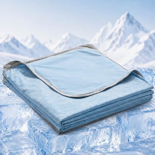 Cooling Blanket for Hot Sleepers - Lightweight Breathable Cool Cold Blanket - Keep Cool for Night Sweats, Soft Thin Ice Throw Blankets for Bed Couch Sofa, (Light Blue, 50"x70") - color: Light Blue, size: Throw-50"x70"
