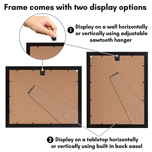 Americanflat 9x12 Picture Frame with Shatter-Resistant Glass - Set of 2 - Use as 6x8 Frame with Mat or Display 9x12 Photo Without Mat - Signature Collection - Photo Frames for Tabletop or Wall - Black | Engineered Wood construction, Shatter-resistant glas
