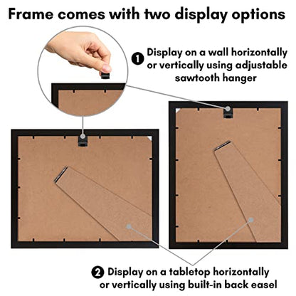 Americanflat 9x12 Picture Frame with Shatter-Resistant Glass - Set of 2 - Use as 6x8 Frame with Mat or Display 9x12 Photo Without Mat - Signature Collection - Photo Frames for Tabletop or Wall - Black | Engineered Wood construction, Shatter-resistant glas