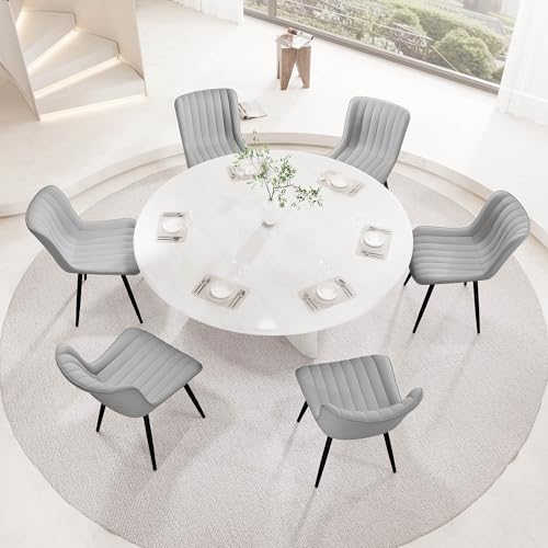 YOUNUOKE Dining Chairs Set of 2 Mid-Century Modern Kitchen Chairs Grey | Faux leather upholstered with Back, fits dining living waiting room guest reception. Waterproof easy to clean assemble, 300lb - color: Grey