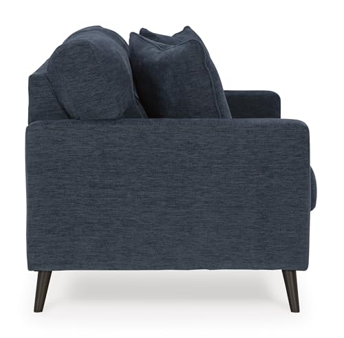Signature Design by Ashley Loveseat Sofa, Navy Blue, No Assembly, Bixler | Chenille fabric blend, Durable foam cushions, Mid-century modern style, Track arms - color: Blue