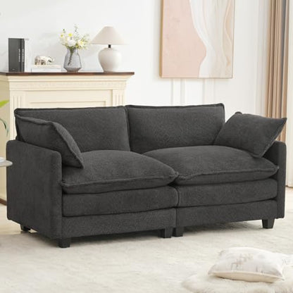 ROWHY 78" Cloud Loveseat Couch, Oversized Modern Modular Sectional Love Seat Couches, Comfy 2-Seater Deep Seat couches with 2 Throw Pillow for Small Spaces, Bedroom Apartment, Chenille Dark Grey | Breathable Fabric - color: Chenille Dark Grey, size: 2 Sea