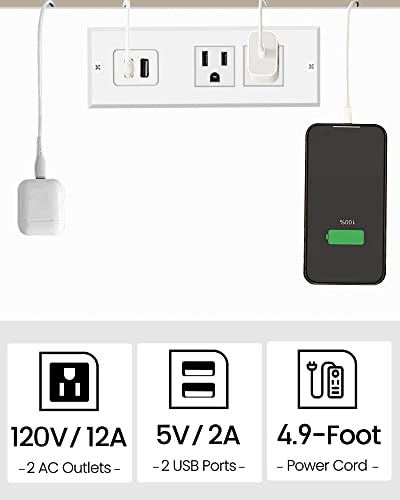 TUTOTAK End Table with Charging Station, Side Table Set of 2, Nightstand | 2-Tier Storage Shelf, Bedside Table with USB Ports, Sofa Table for Small Space, Livingroom, Bedroom White TB01BW041 - color: White