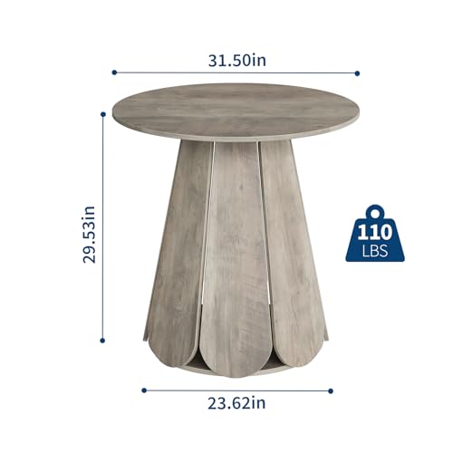 31.5" Round Dining Table, Small Circle Kitchen Table for 2-4 People, Modern Farmhouse Wood Dinning Room Tables with Pedestal Base, Space Saving Dinner Tables for Small Spaces, Mesa de Comedor, Grey - color: Grey