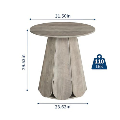 31.5" Round Dining Table, Small Circle Kitchen Table for 2-4 People, Modern Farmhouse Wood Dinning Room Tables with Pedestal Base, Space Saving Dinner Tables for Small Spaces, Mesa de Comedor, Grey - color: Grey