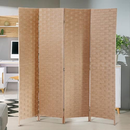 Room Dividers Folding Screens Privacy Screen Room Panel 4 Panel Partition Wall Tall Room Divider for Living Room Bedroom Study Portable Room Seperating Home Furniture Wall Dividers, Natural - color: Natural