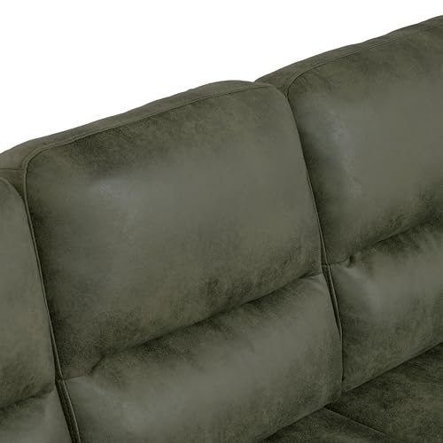 Eafurn Mid-Century Modern 3-Seater Loveseat Sofa Couch with Sturdy Wood Frame & Cushioned Armrests, 81" Compact Faux Leather Settee Furniture for Living Room, Apartment, Office - color: Olive Green 81"