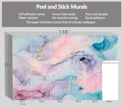 XMPMBM-Peel and Stick Pink Marble Wallpaper Abstract Art Texture wall Mural | Thick and tear-resistant,Will not be damaged during repositioning,boys room,kids room wallpaper.M-118"X85 - color: M01, size: 118"x85"