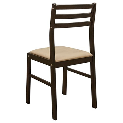 Coaster Home Furnishings 3-Piece Round Wood Dining Room Set Drop Leaf Extension Table Ladder Back Side Chairs Upholstered Seat Cushions Cappuccino and Tan 130005