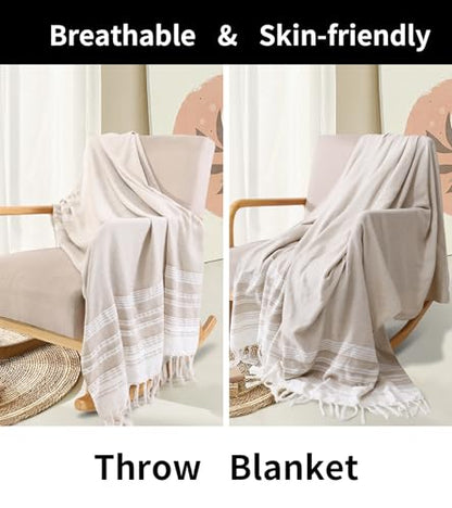 Extra Large Turkish Beach Towel Picnic Mat Throw Blanket Oversized Sand Free Quick Dry Giant Boho Sandproof Lightweight Cloud Hawaii Honeymoon Travel Essentials Xl Big Women Men Summer Vacation Gift - color: Beige, size: Giant Large 82''x88''