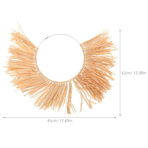 Boho Fan Seagrass Wall Hanging Decor, Rattan Wicker Basket Art, Chic Ornament for Bedroom, Living Room and Farmhouse Home 17.72x12.60x0.39in