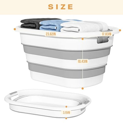 43L(11.5Gallon) Collapsible Laundry Baskets Plastic (Grey, 2 Packs) | Pop Up Laundry hamper/Storage Container, Foldable Laundry Basket with Large Capacity,Sturdy,Space Saver - color: Grey