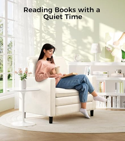 Welzona 3-Layers Cloud Accent Chair, 33" Reading Chair, Teddy Arm Chairs | Comfy Teddy Fabric, Washable Covers, Tool-Free Setup, All-wood Couch Chair for Living Room, Bedroom, Reading Nook, Beige - color: Beige, size: cloud chair