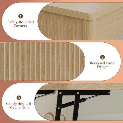 Lift Top Coffee Table,Wooden Rectangle Coffee Table with Hidden Storage Compartment,Open Shelf,Solid Wood Legs,Suitable for Living Room,Office (B-Lift Coffee Table-Oak) - color: B-lift Coffee Table-oak