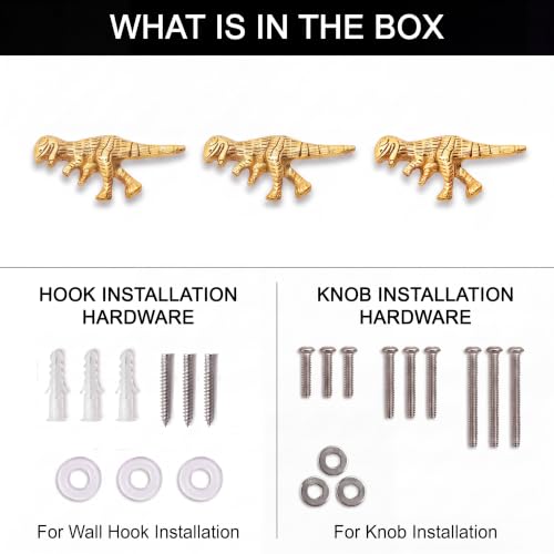 Indian Shelf Set of 3 Gold Dinosaur Wall Hooks for Coats, Bags and Hats - style: Tyrannosaurus